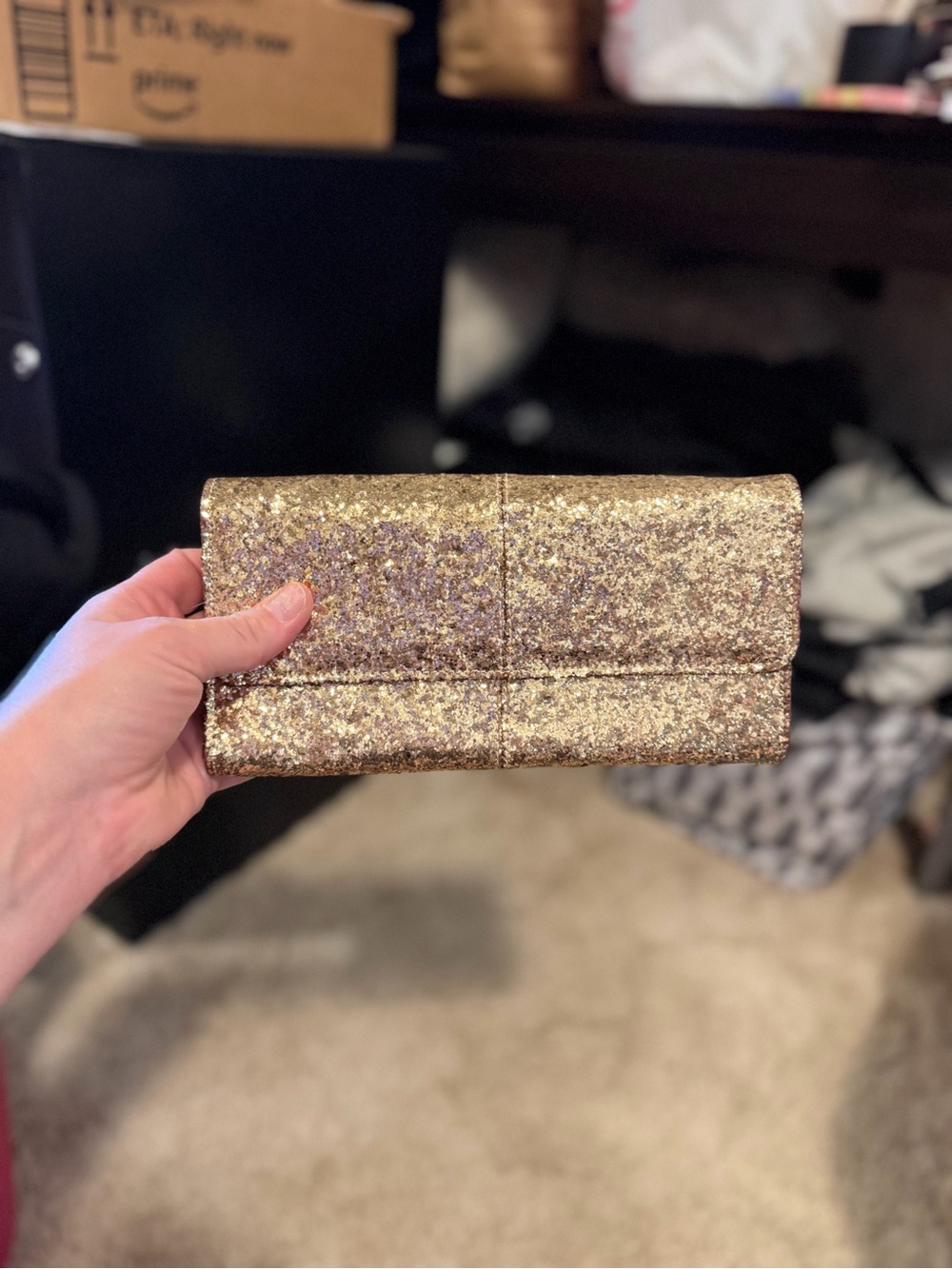 thirty-one Gold Glitter Foldover Clutch Wristlet